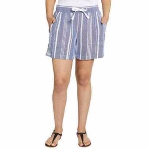 NAUTICA WOMENS SATELLITE BLUE STRIPE LINEN SHORTS - *NEW W/TAGS